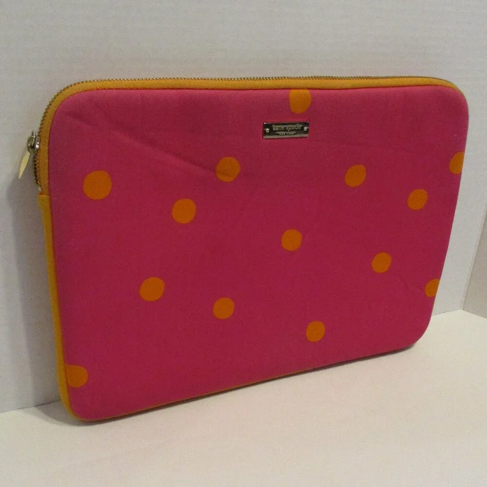 Kate Spade Bag Medium 14x3x8 Pink Yellow Orange Top Zip Laptop Computer Bag